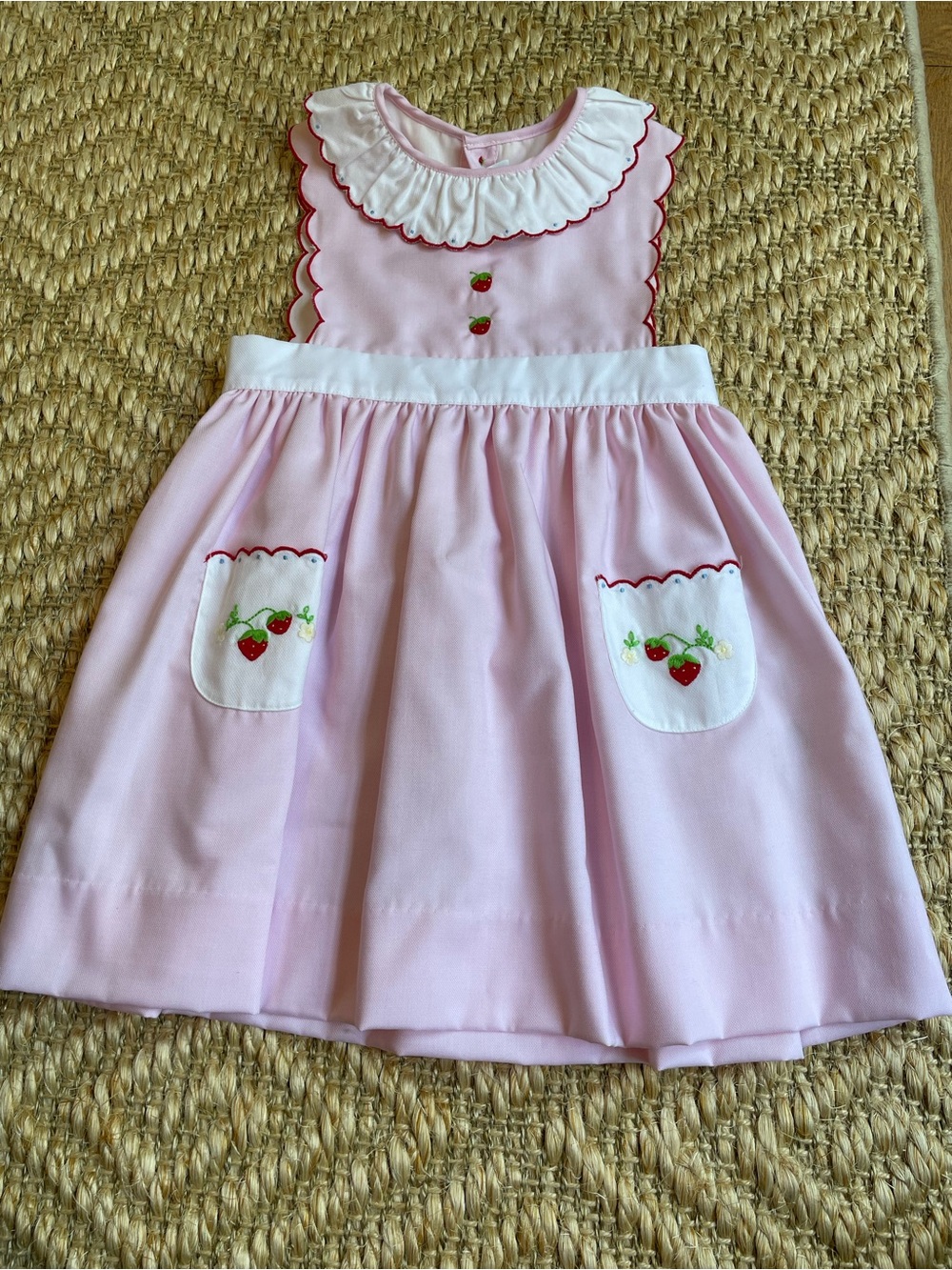 The proper peony 5 pink strawberry apron style dress